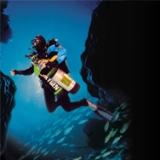 Diver in technical scuba equipment Diver in technical scuba equipment